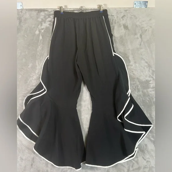Jonathan Simkhai black with white edge ruffle cropped wide leg pants - Picture 3 of 12